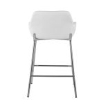 Daniella White Faux Leather Chrome Contemporary Counter Stool (Set of 2)