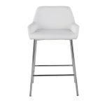 Daniella White Faux Leather Chrome Contemporary Counter Stool (Set of 2)