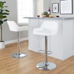 Daniella White Faux Leather Contemporary Chrome Swivel Barstool (Set of 2)
