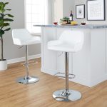 Daniella White Faux Leather Contemporary Chrome Swivel Barstool (Set of 2)