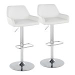 Daniella White Faux Leather Contemporary Chrome Swivel Barstool (Set of 2)