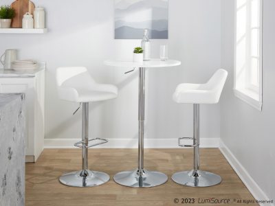 Daniella White Faux Leather Contemporary Chrome Swivel Barstool (Set of 2)