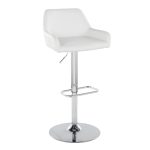 Daniella White Faux Leather Contemporary Chrome Swivel Barstool (Set of 2)