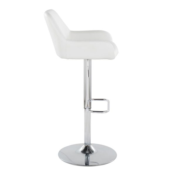 Daniella White Faux Leather Contemporary Chrome Swivel Barstool Set of 2 6