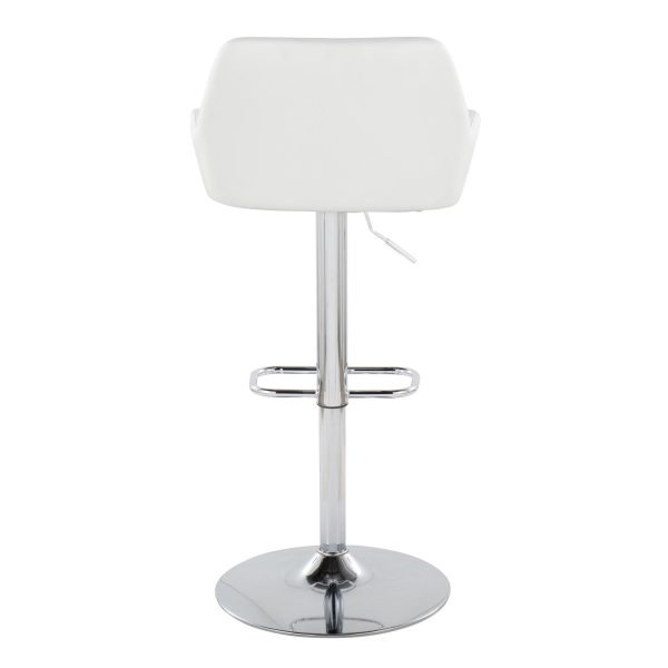 Daniella White Faux Leather Contemporary Chrome Swivel Barstool Set of 2 8
