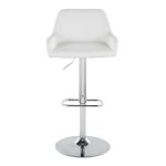 Daniella White Faux Leather Contemporary Chrome Swivel Barstool (Set of 2)