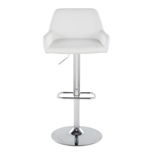 Daniella White Faux Leather Contemporary Chrome Swivel Barstool Set of 2 9