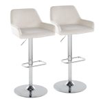 Daniella White Velvet Chrome Contemporary Adjustable Barstool (Set of 2) 16 Daniella White Velvet Chrome Contemporary Adjustable Barstool (Set of 2)