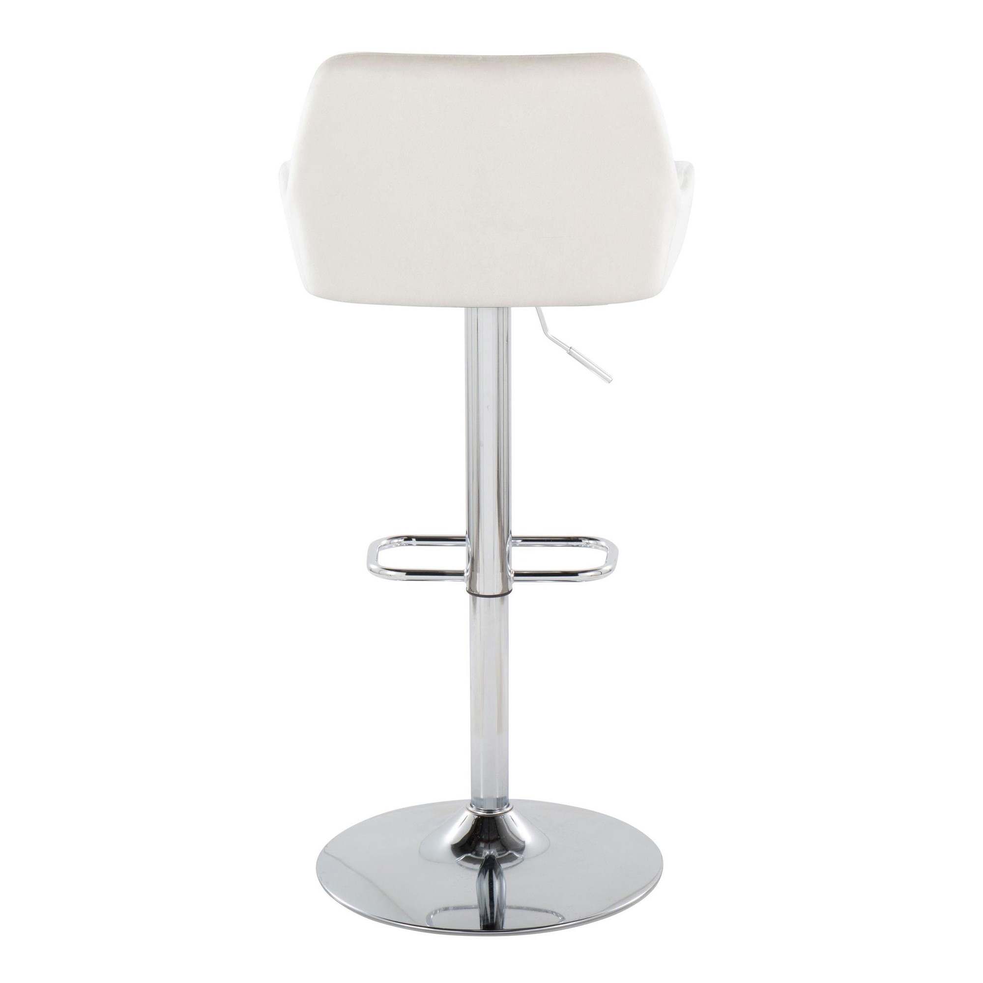 Daniella White Velvet Chrome Contemporary Adjustable Barstool (Set of 2) 9 Daniella White Velvet Chrome Contemporary Adjustable Barstool (Set of 2) - Image 9