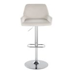 Daniella White Velvet Chrome Contemporary Adjustable Barstool (Set of 2) 21 Daniella White Velvet Chrome Contemporary Adjustable Barstool (Set of 2)