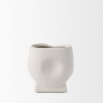 Darian Small Textured Matte White Ceramic Vase