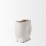 Darian Small Textured Matte White Ceramic Vase