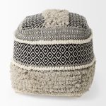 Darika 16.0L x 16.0W x 16.0H Black/White/Gray Cotton Pouf