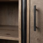 Darius 82L x 16.5W x 90H Medium Brown Wood and Metal Multi-Shelf Shelving Unit
