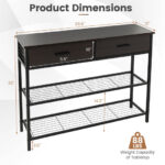 Industrial Entryway Table with Drawers and Metal Shelves 39.5 Inch