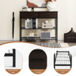 Industrial Entryway Table with Drawers and Metal Shelves 39.5 Inch