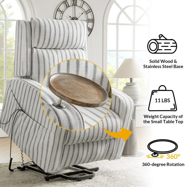 Darrell Striped Power Lift Assist Massage Recliner with Tray 3