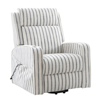 Darrell Striped Power Lift Assist Massage Recliner with Tray