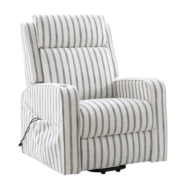 Darrell Striped Power Lift Assist Massage Recliner with Tray