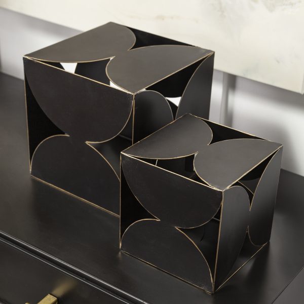 Darren Large 8L x 8W Black Metal Decorative Cube 2