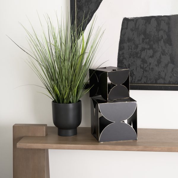 Darren Large 8L x 8W Black Metal Decorative Cube 3