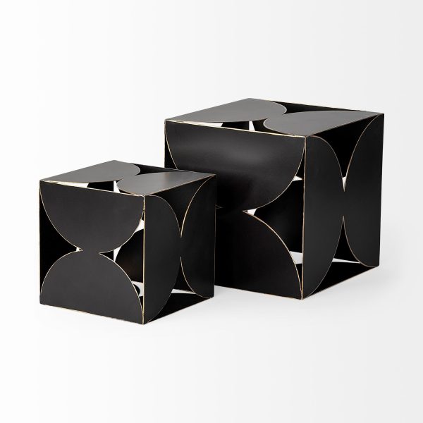 Darren Large 8L x 8W Black Metal Decorative Cube 5