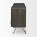 Darwin 80x17.5 Brown Solid Wood Gold Metal Base 4 Cabinet Door Sideboard