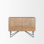 Darwin Light Brown Wooden 2 Door w/ 2 Shelves Accent Cabinet
