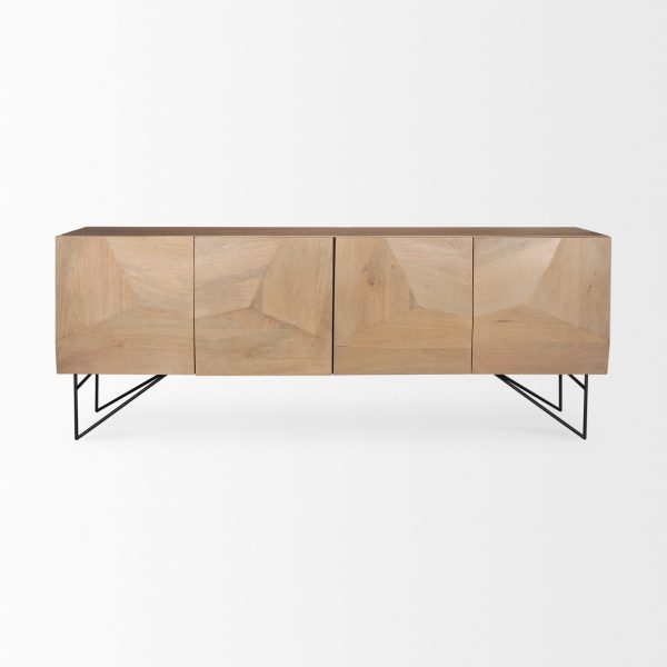 Darwin Light Brown Wooden 4 Door w 2 Shelves Sideboard 3