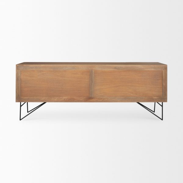 Darwin Light Brown Wooden 4 Door w 2 Shelves Sideboard 5