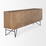 Darwin Light Brown Wooden 4 Door w/ 2 Shelves Sideboard
