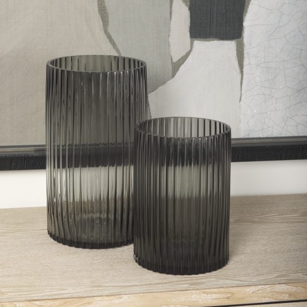 Dawn Tall Smokey Black Glass Vase 2