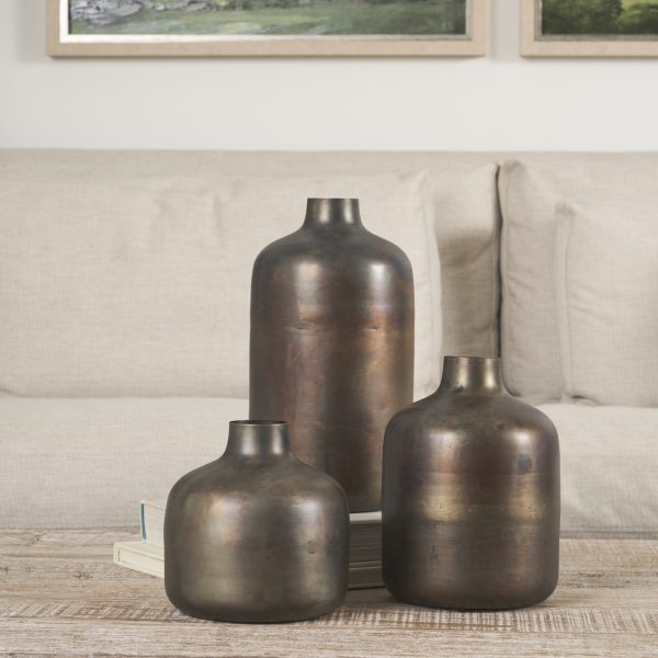 Daya Medium Antiqued Gold Metal Vase 2