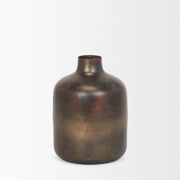 Daya Medium Antiqued Gold Metal Vase 3