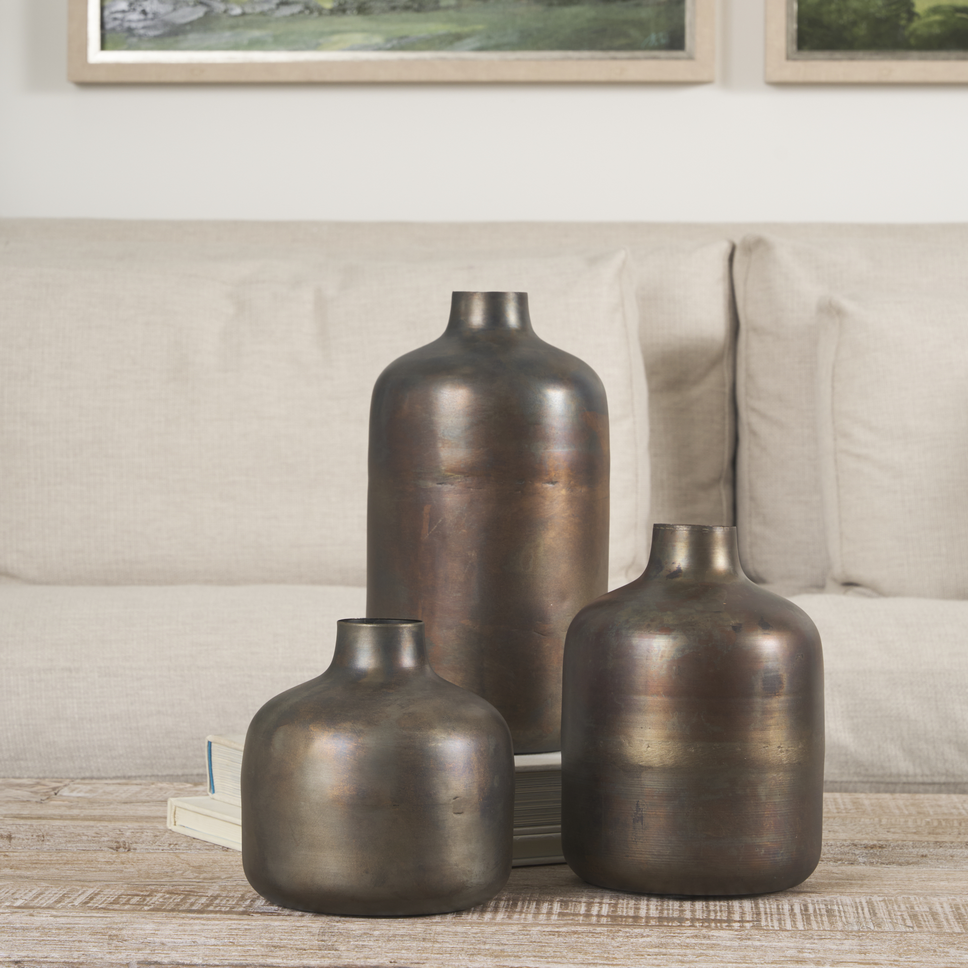 Daya Tall Antiqued Gold Metal Vase 3 Daya Tall Antiqued Gold Metal Vase - Image 3