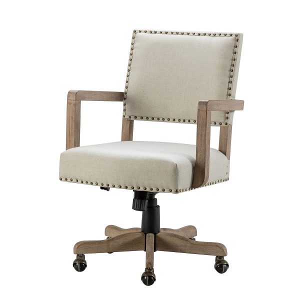 Debora Linen Nailhead Trim Swivel Ergonomic Task Chair 1