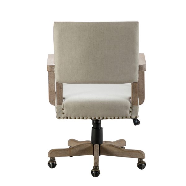 Debora Linen Nailhead Trim Swivel Ergonomic Task Chair 3