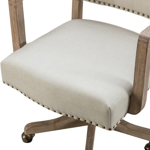 Debora Linen Nailhead Trim Swivel Ergonomic Task Chair 4