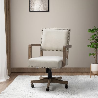 Debora Linen Nailhead Trim Swivel Ergonomic Task Chair