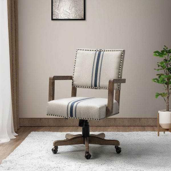 Debora Navy Nailhead Trim Swivel Ergonomic Task Chair