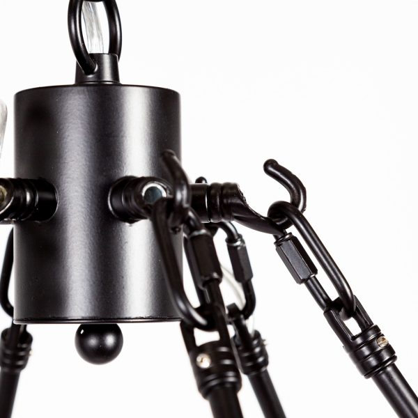 Decamp I 47.2x36.2 Black Metal Chassis Glass Tube Twelve Light Chandelier 4