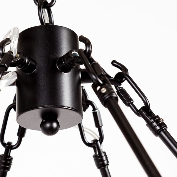 Decamp I 47.2x36.2 Black Metal Chassis Glass Tube Twelve Light Chandelier 5