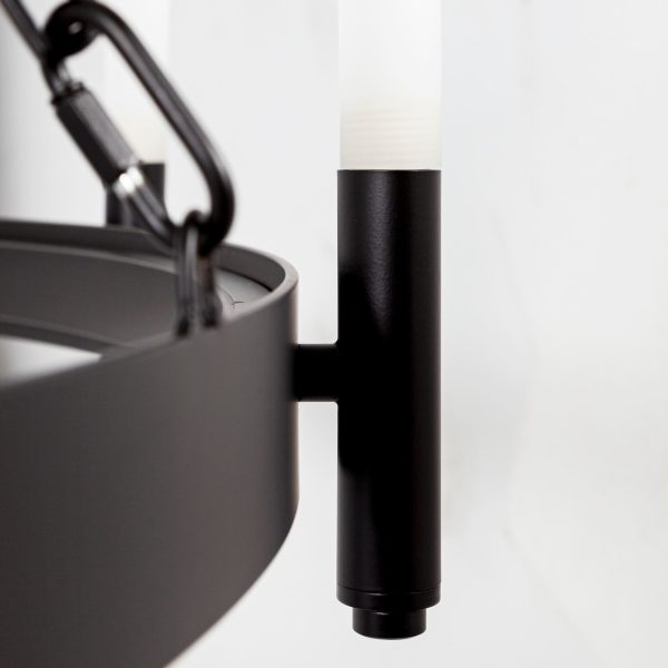 Decamp I 47.2x36.2 Black Metal Chassis Glass Tube Twelve Light Chandelier 6