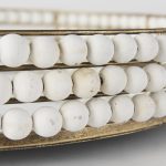 Decatur I 21L x 21W White Wooden Bead Mirrored Bottom Round Tray 15 Decatur I 21L x 21W White Wooden Bead Mirrored Bottom Round Tray
