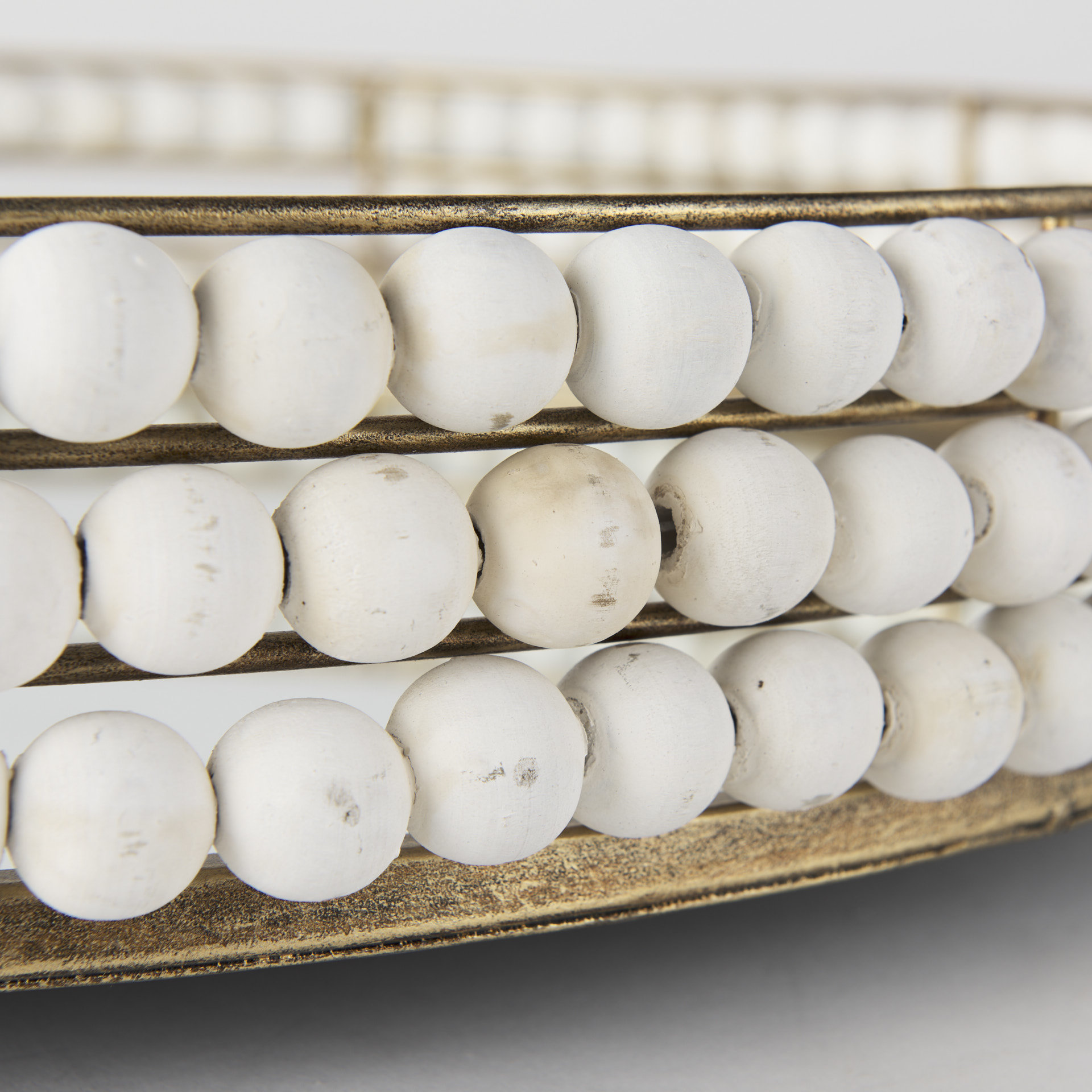 Decatur I 21L x 21W White Wooden Bead Mirrored Bottom Round Tray 7 Decatur I 21L x 21W White Wooden Bead Mirrored Bottom Round Tray - Image 7