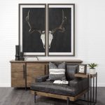 Deer Skull-L by Chris Dunker a Hand Embelished Textured Framed Art Print Matted under Glass