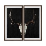 Deer Skull-L by Chris Dunker a Hand Embelished Textured Framed Art Print Matted under Glass