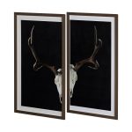 Deer Skull-L by Chris Dunker a Hand Embelished Textured Framed Art Print Matted under Glass