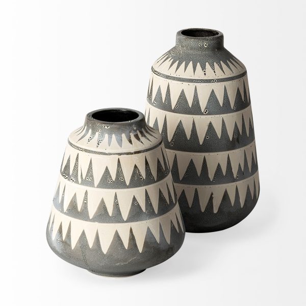 Delaney Large Gray Patterned Ceramic Vase 5