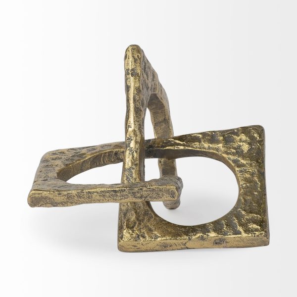 Delaunay I Large 10L X9W Gold Hammered Metal Interlinked Patterned 5